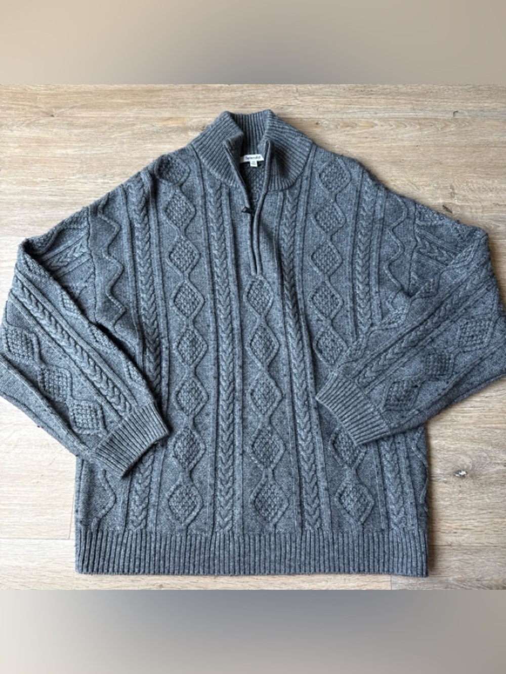 Splendid Charcoal Cable-Knit Half-Zip Sweater